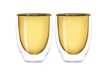 2er Set Teeglas doppelw. gelb, 220ml