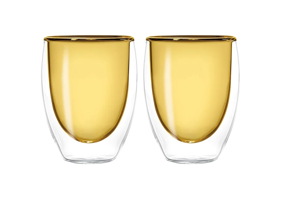 2er Set Teeglas doppelw. gelb, 220ml