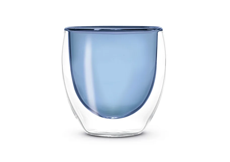 2er Set Espressogläser doppelw. blau, 80ml