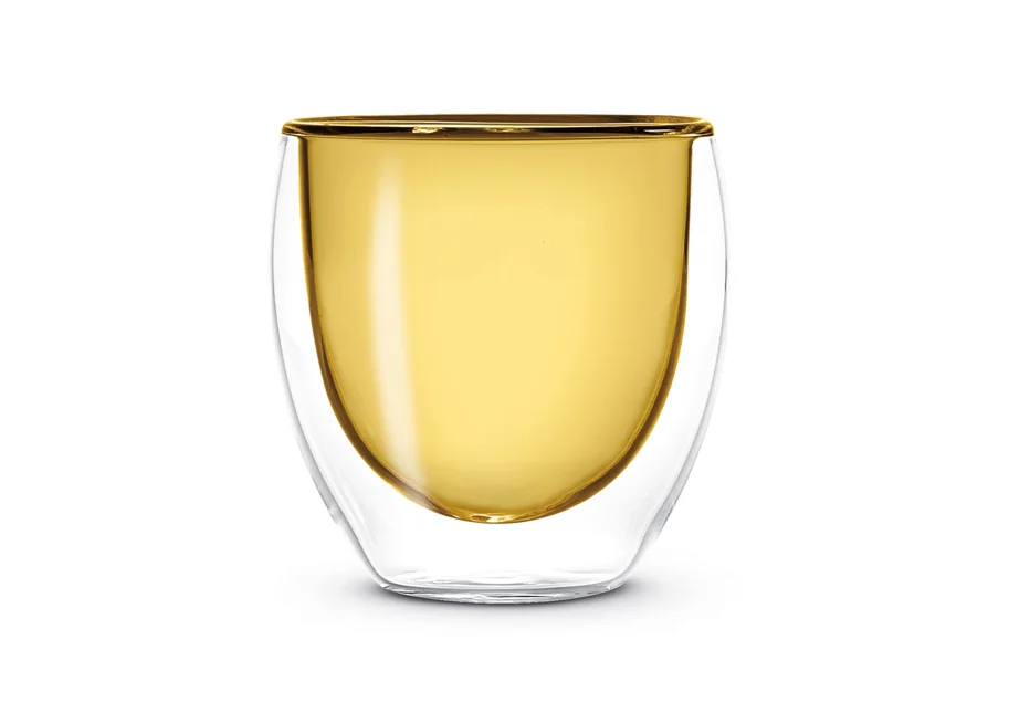 2er Set Espressogläser doppelw. gelb, 80ml