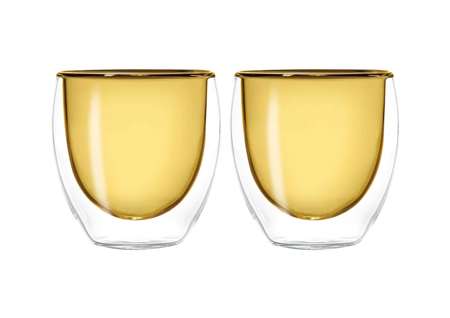 2er Set Espressogläser doppelw. gelb, 80ml