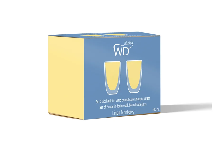 2er Set Espressogläser doppelw. gelb, 80ml