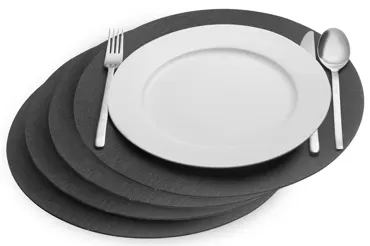 4er Set Tischsets Cozy, rund, D35cm, anthrazit