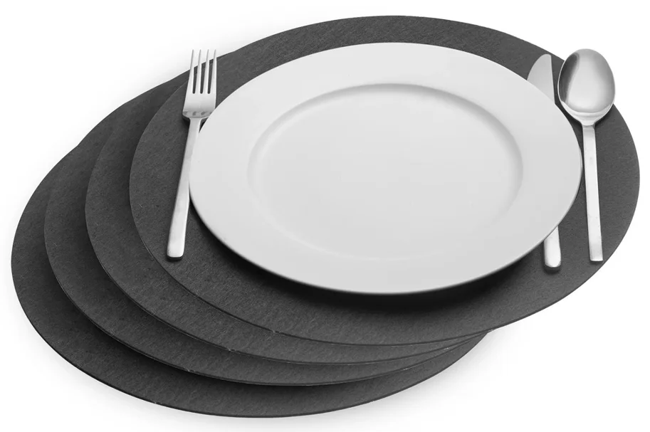 4er Set Tischsets Cozy, rund, D35cm, anthrazit