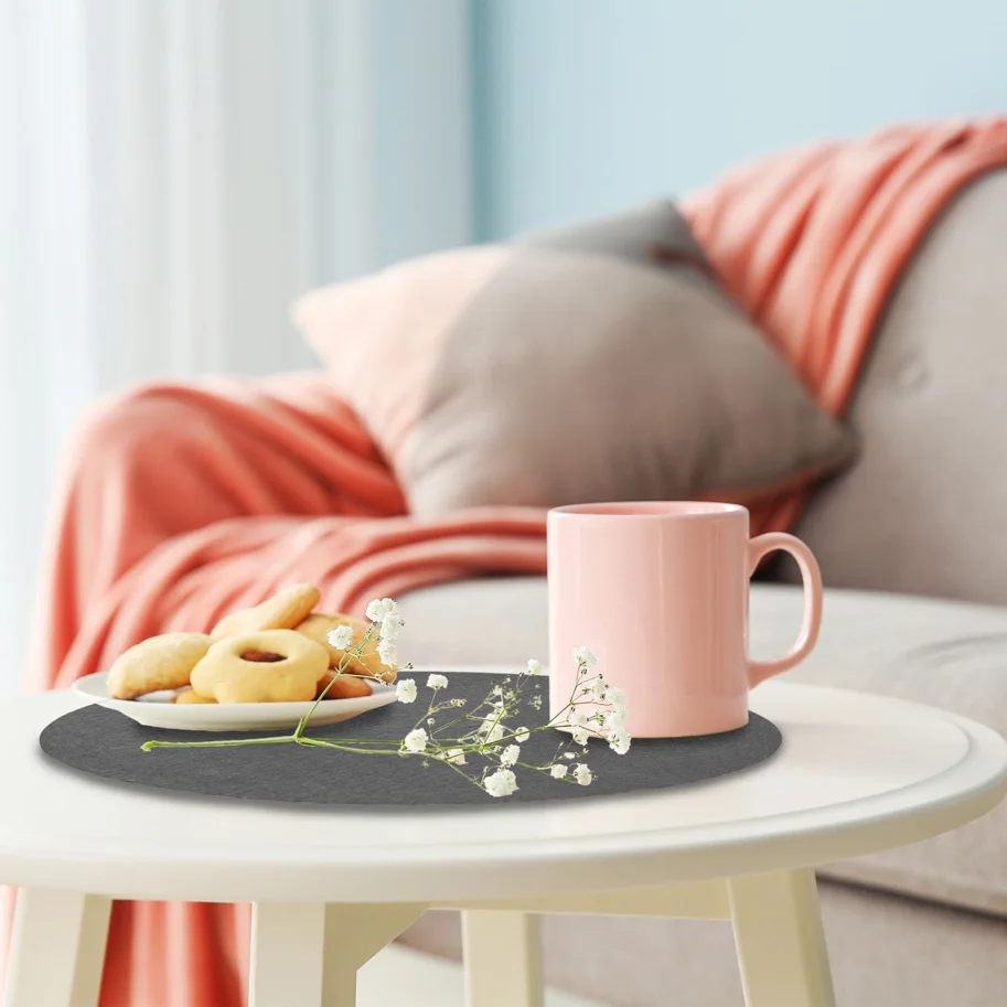 4er Set Tischsets Cozy, rund, D35cm, anthrazit