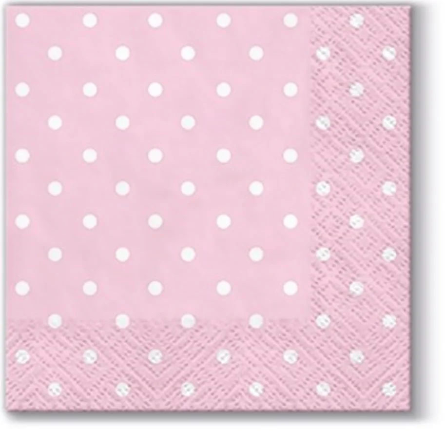 Servietten Cocktail 20x Punkte rosa/weiss, 25x25cm