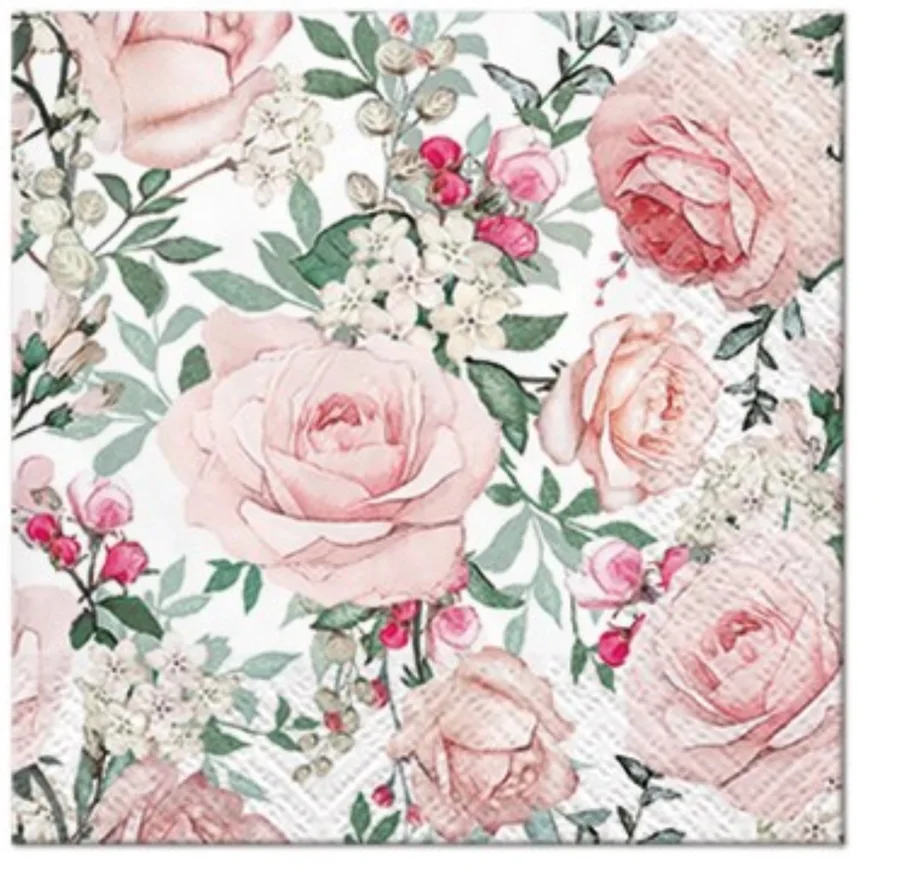 Servietten Cocktail 20x Rosen, 25x25cm