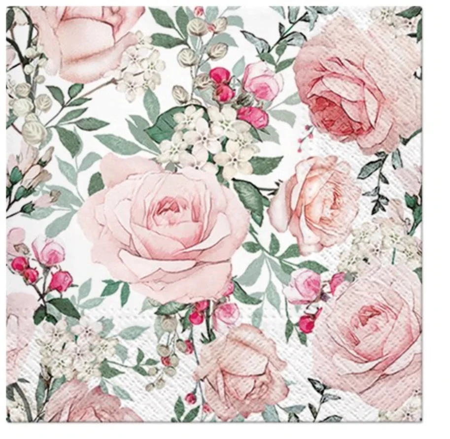 Servietten Lunch 20x Rosen, 33x33cm