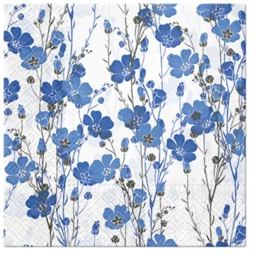 Servietten Lunch 20x Flax plants blau, 33x33cm