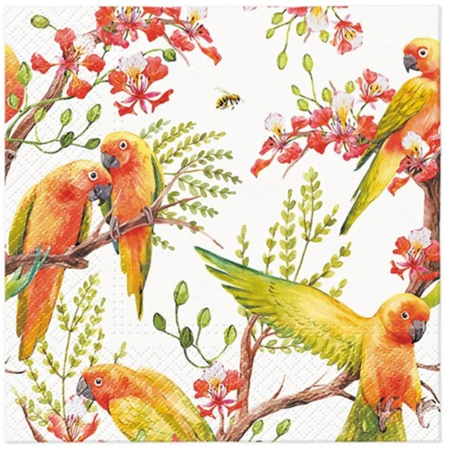 Servietten Lunch 20x Exotic birds, 33x33cm