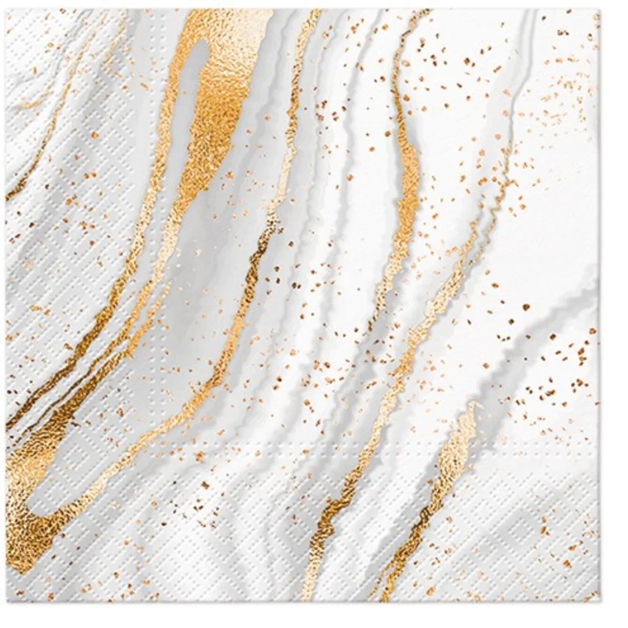 Servietten Lunch 20x Marmor Optik gold, 33x33cm