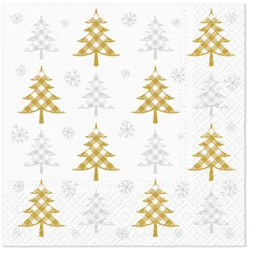 Servietten Lunch 20x Christmas Tree gold & silver, 33x33cm