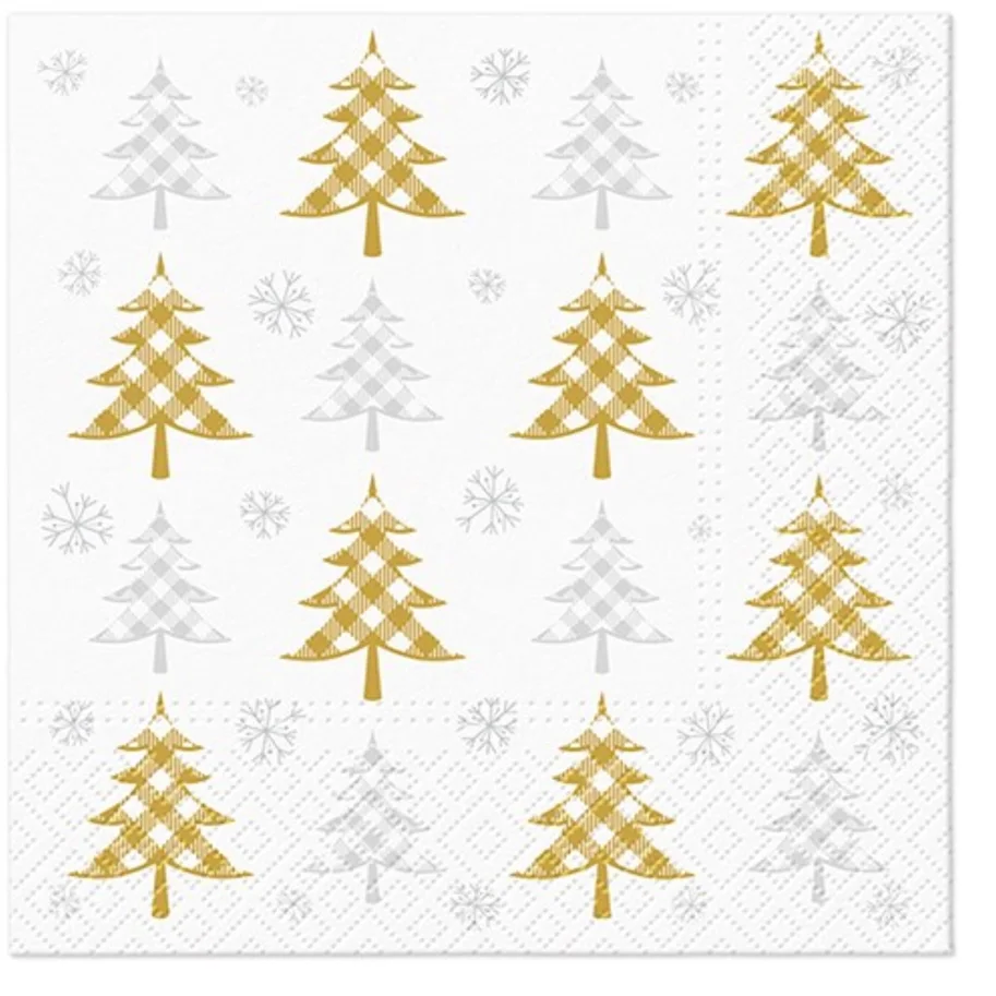 Servietten Lunch 20x Christmas Tree gold & silver, 33x33cm
