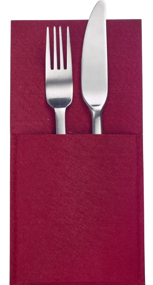 4er Set Bestecktaschen Cozy, rot, Polyester