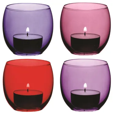 4er Set Coro Teelichthalter H6.5cm berry assortiert