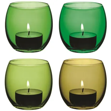 4er Set Coro Teelichthalter H6.5cm leaf assortiert