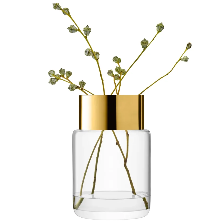 Aurum Vase/Laterne H30cm transparent gold
