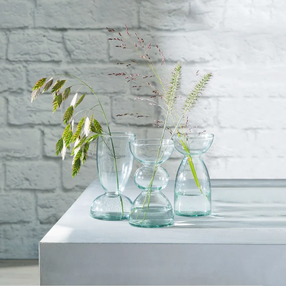 3tlg Set Canopy Vase Set H13cm recycletes Glas