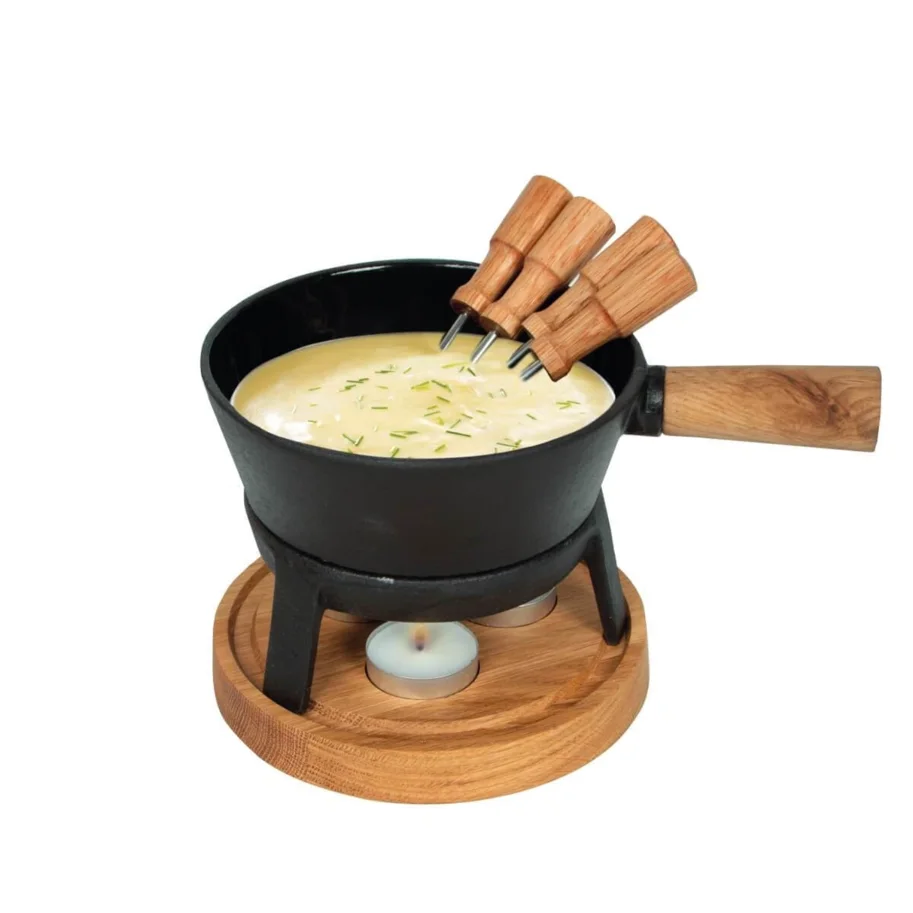 Fondueset Pro S Europäisches Eichenholz Gusseisen 0.7lt