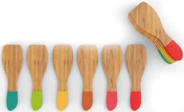 6er Set Raclette Schaber Bambus, assortiert 13x5cm