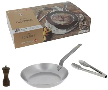3er Set Steaklover Pfanne MINERAL B D26 Zange Pfeffermühle