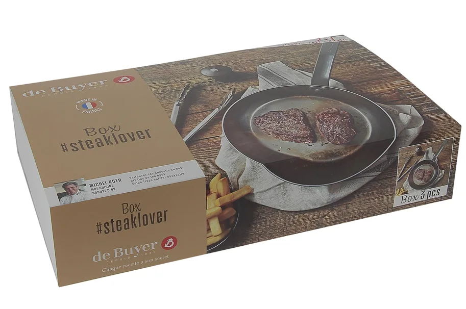 3er Set Steaklover Pfanne MINERAL B D26 Zange Pfeffermühle
