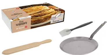 3er Set Crêpesparty mit Crêpepfanne D26cm Pinsel u. Spachtel