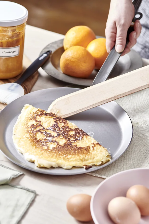 3er Set Crêpesparty mit Crêpepfanne D26cm Pinsel u. Spachtel