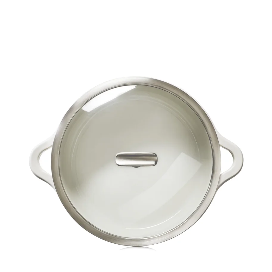 Bombance Induktionskasserolle D29cm alab. weiss Glasdeckel