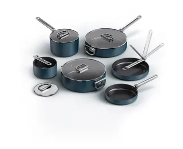 6er Set Space Kochset 15+19+20+24+28+28cm +3xPfannenschutz