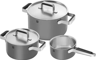 3tlg. Pure Kochgeschirrset Grau
