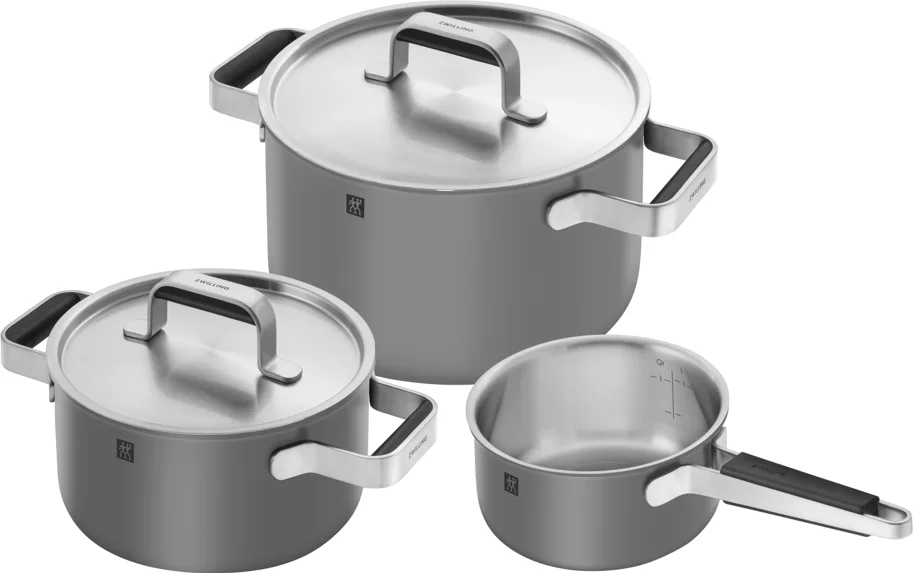 3tlg. Pure Kochgeschirrset Grau