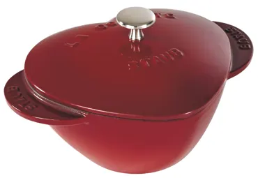 Cocotte 20cm, Herz, Kirsch-Rot, Gusseisen 2.2l