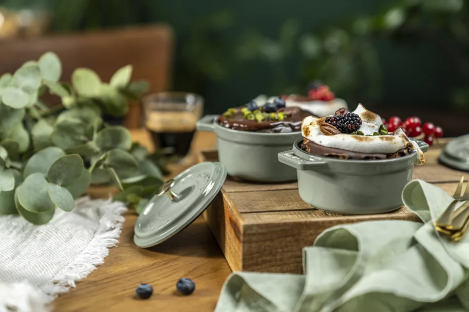 Mini Cocotte 10cm, rund, Eucalyptus, Gusseisen 0.25l