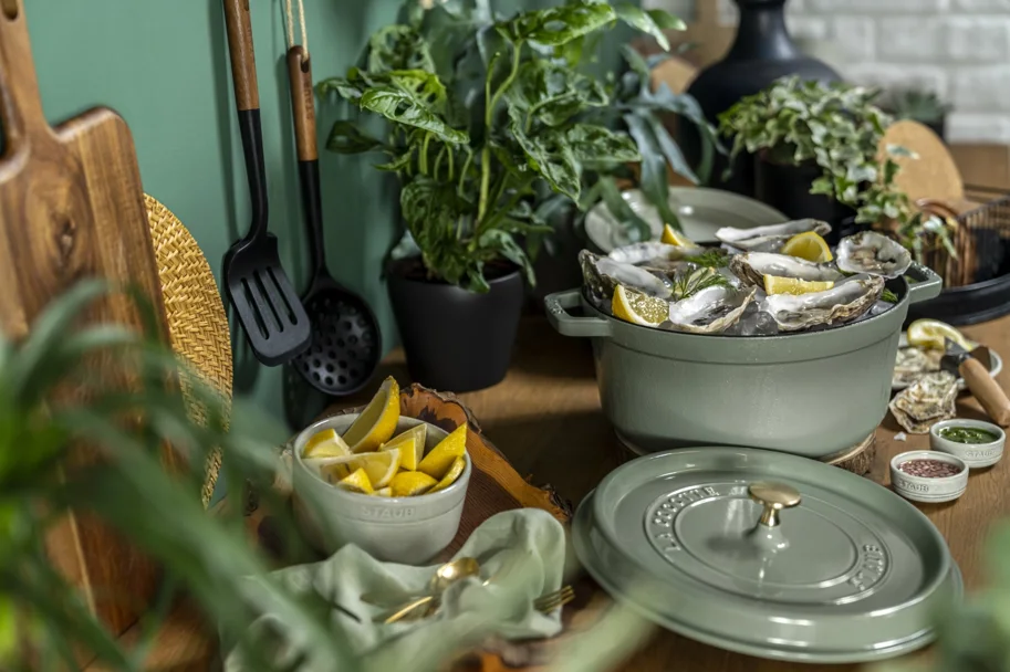 Cocotte 24cm, rund, Eucalyptus, Gusseisen 3.7l
