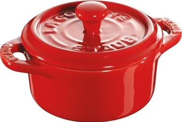 Keramik Mini Cocotte rund kirschrot 0.2l D10cm