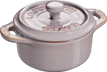 Keramik Mini Cocotte, antik-grau, 10cm