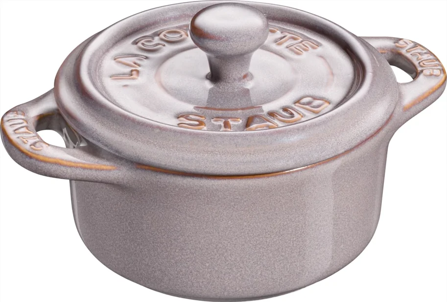 Keramik Mini Cocotte, antik-grau, 10cm
