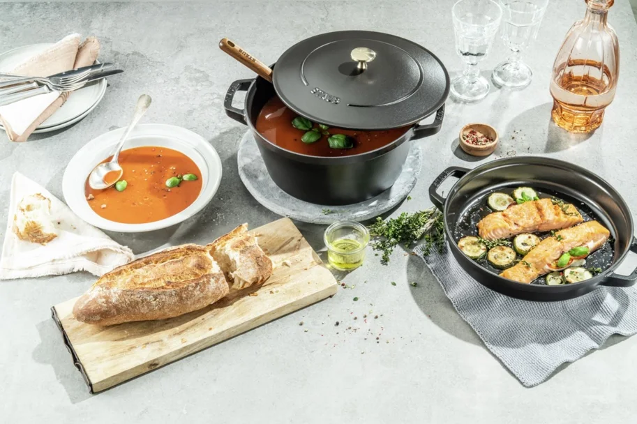 Cocotte 3tlg. 24cm, rund, Schwarz, stackable