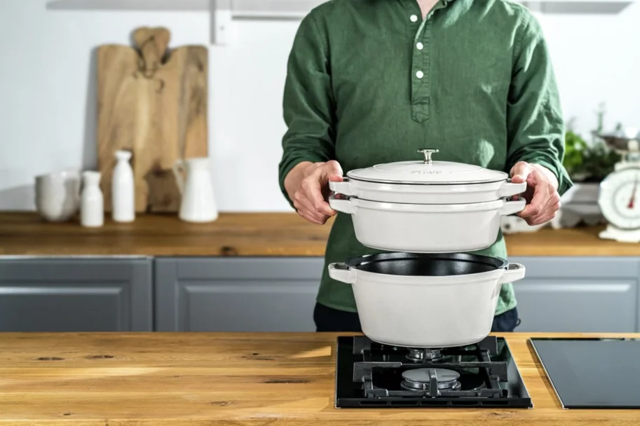 Cocotte 4tlg. 24cm, rund, Weisser Trüffel, stackable