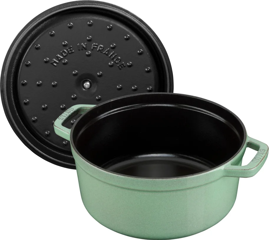 Cocotte 22cm, rund, Salbei, Gusseisen 2.6l