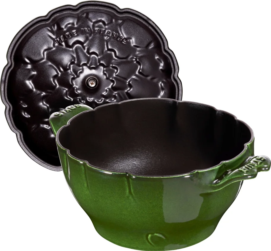 Cocotte 22cm, Artischocke, Basilikum-Grün, Gusseisen 3l