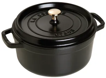 Cocotte 24cm, rund, schwarz, Gusseisen 3.7l