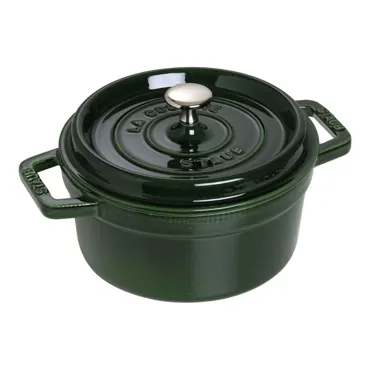 Cocotte 22cm, rund, Basilikum-Grün, Gusseisen 2.6l