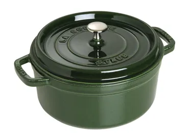 Cocotte 24cm, rund, Basilikum-Grün, Gusseisen 3.7l
