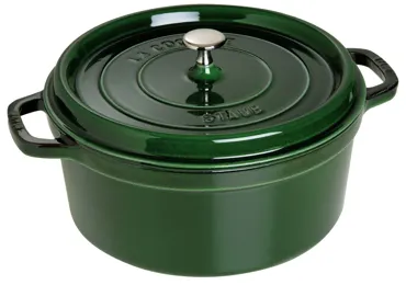 Cocotte 28cm, rund, Basilikum-Grün, Gusseisen 6.7l