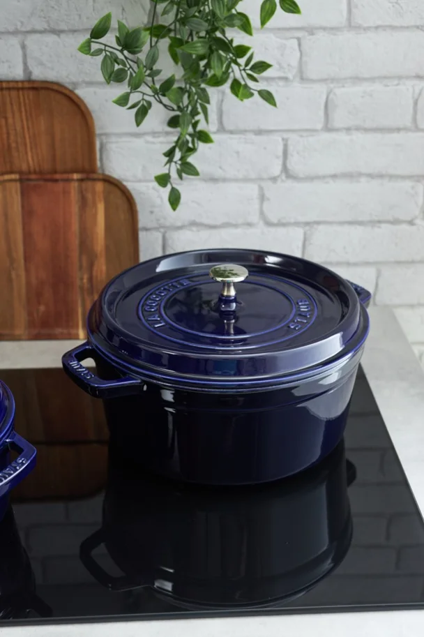 Cocotte 28cm, rund, Dunkelblau, Gusseisen 6.7l