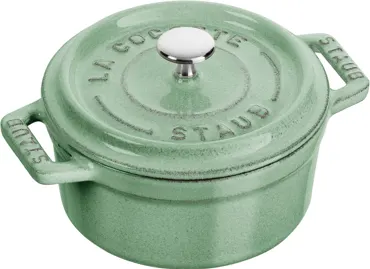 Mini Cocotte 10cm, rund, Salbei, Gusseisen 0.25l