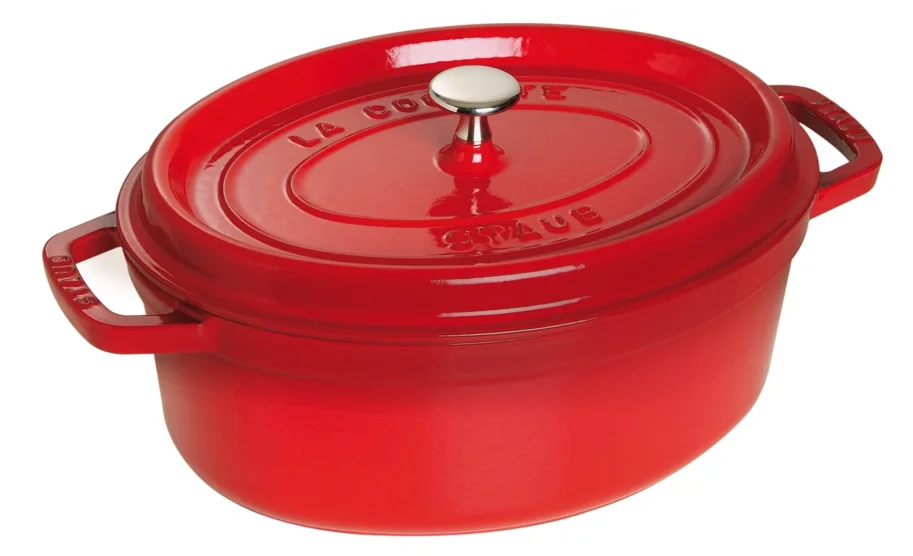 Cocotte 27cm, oval, Kirsch-Rot, Gusseisen 3.2l