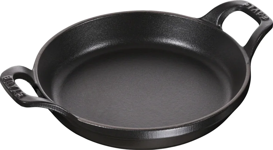 Auflaufform 16cm, rund, Schwarz, Gusseisen